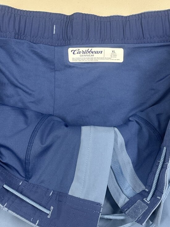 Caribbean Men's XL Cargo Swim Trunks Lined Indigo Blue Shorts 9" inseam - Picture 6 of 8